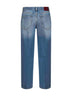 Jeans dritti in denim di cotone azzurro<BR/>