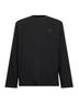 T-shirt a maniche lunghe in jersey nero con ricamo