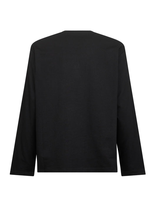 T-shirt a maniche lunghe in jersey nero con ricamo