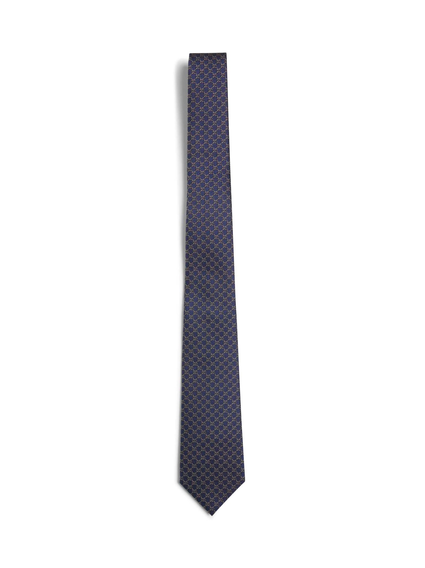Blue GG silk jacquard tie