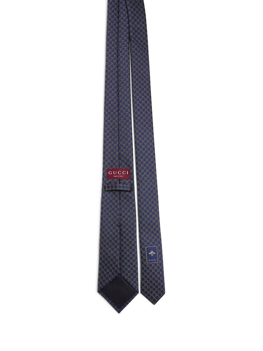 Blue GG silk jacquard tie