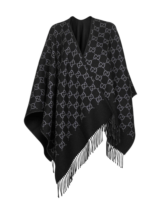 Mantella in jacquard di lana GG nera