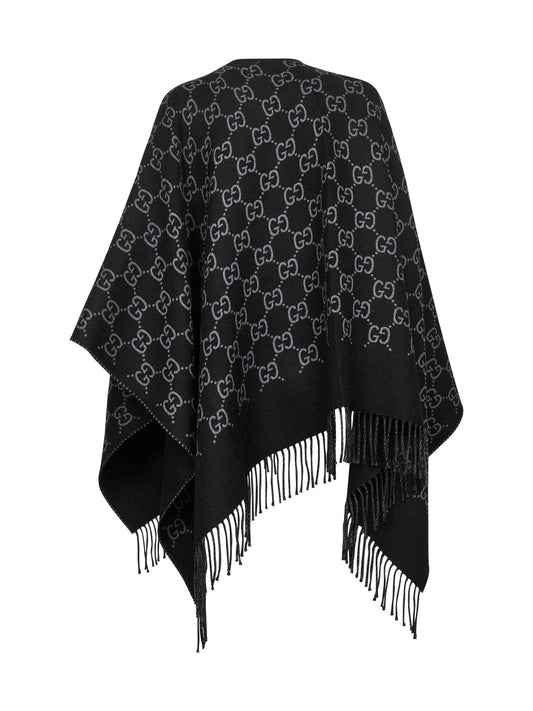 Mantella in jacquard di lana GG nera