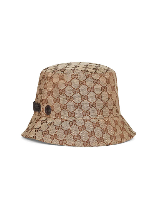 Cappello a secchiello in tela GG con laccetto