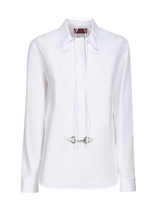 Camicia in popeline di cotone bianco con Morsetto