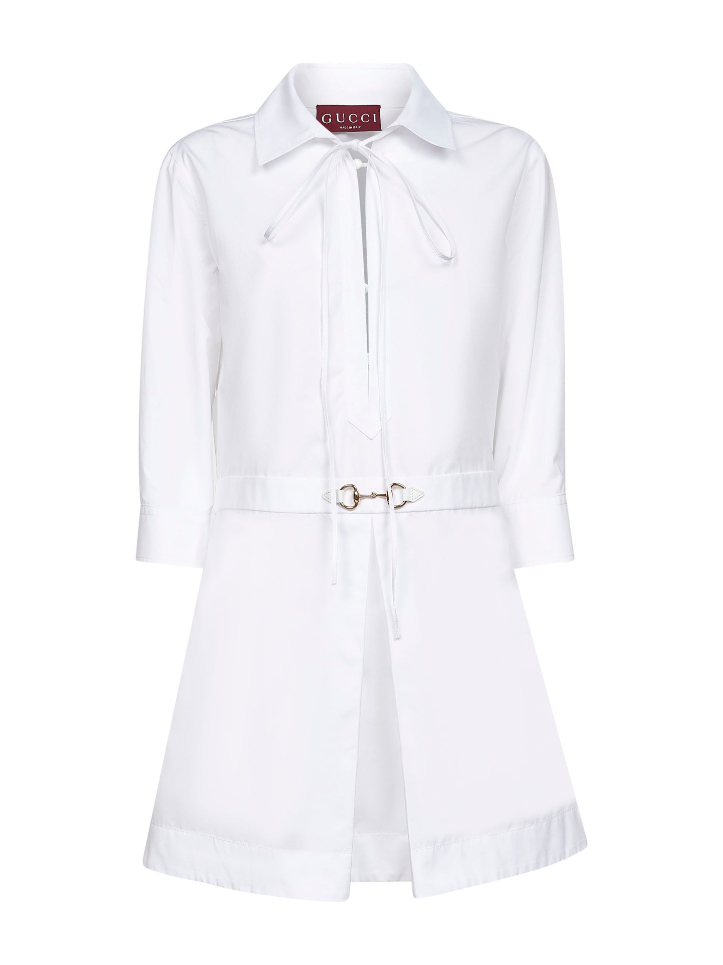 White poplin shirt dress with Horsebit