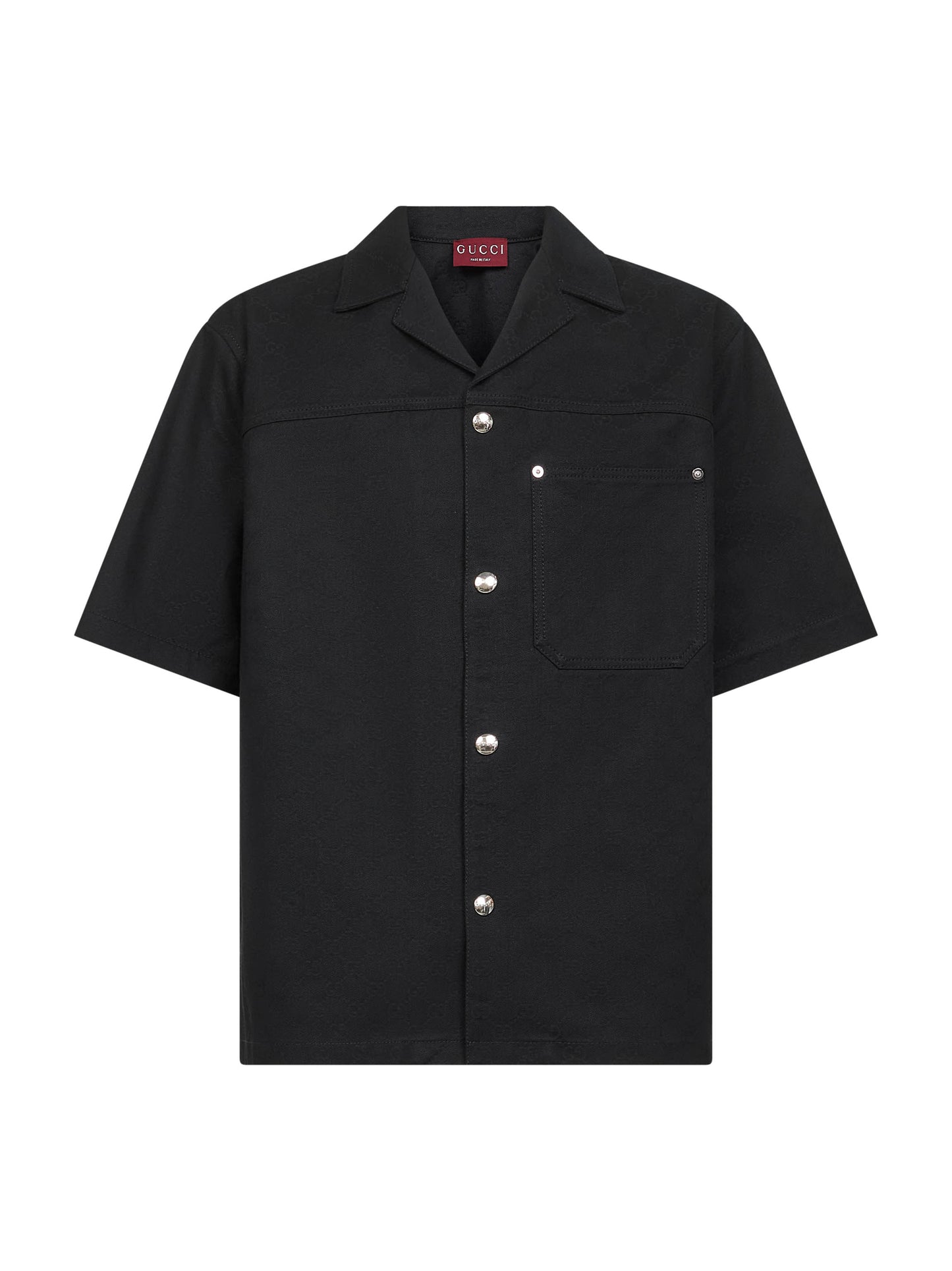 Camicia in denim di cotone GG jacquard nero