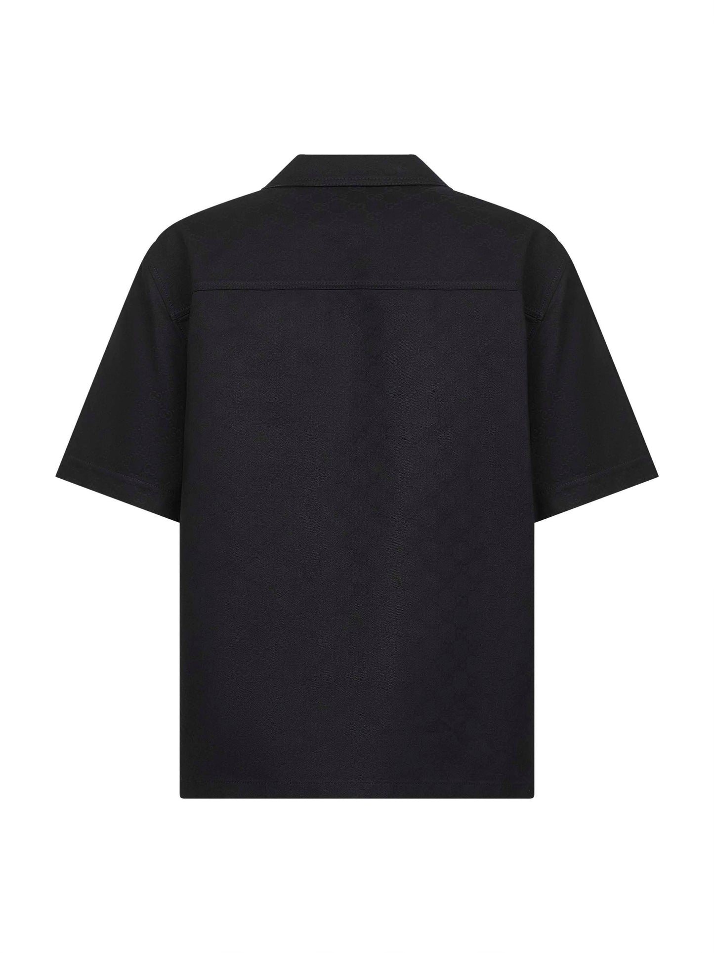 Camicia in denim di cotone GG jacquard nero