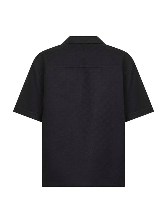 Camicia in denim di cotone GG jacquard nero