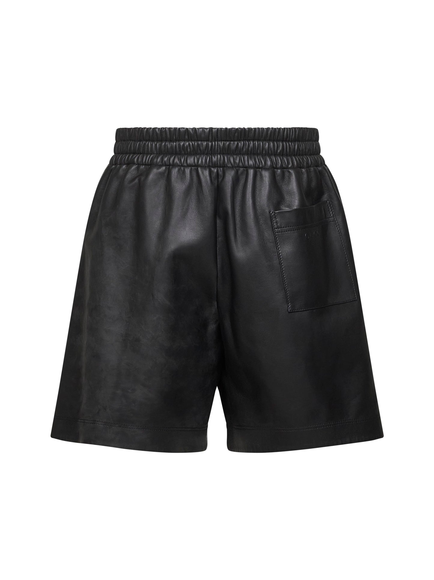 Black lambskin Bermuda shorts