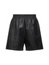Black lambskin Bermuda shorts