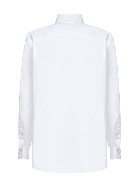 Camicia in popeline di cotone bianco con ricamo