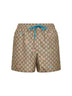 Shorts da mare in popeline tecnico stampato beige