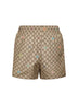 Shorts da mare in popeline tecnico stampato beige