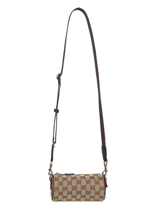 Borsa a tracolla cilindrica mini beige