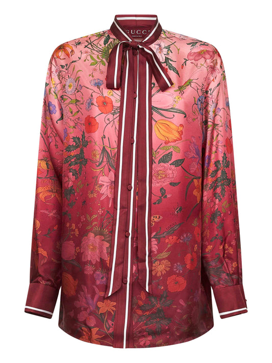 Pink printed silk shirt