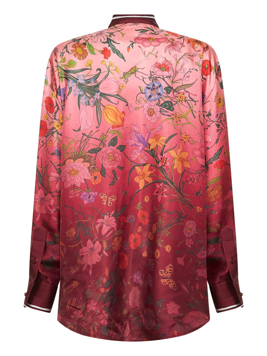 Pink printed silk shirt