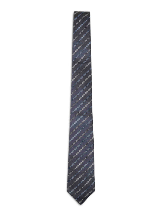 Blue Horsebit silk jacquard tie