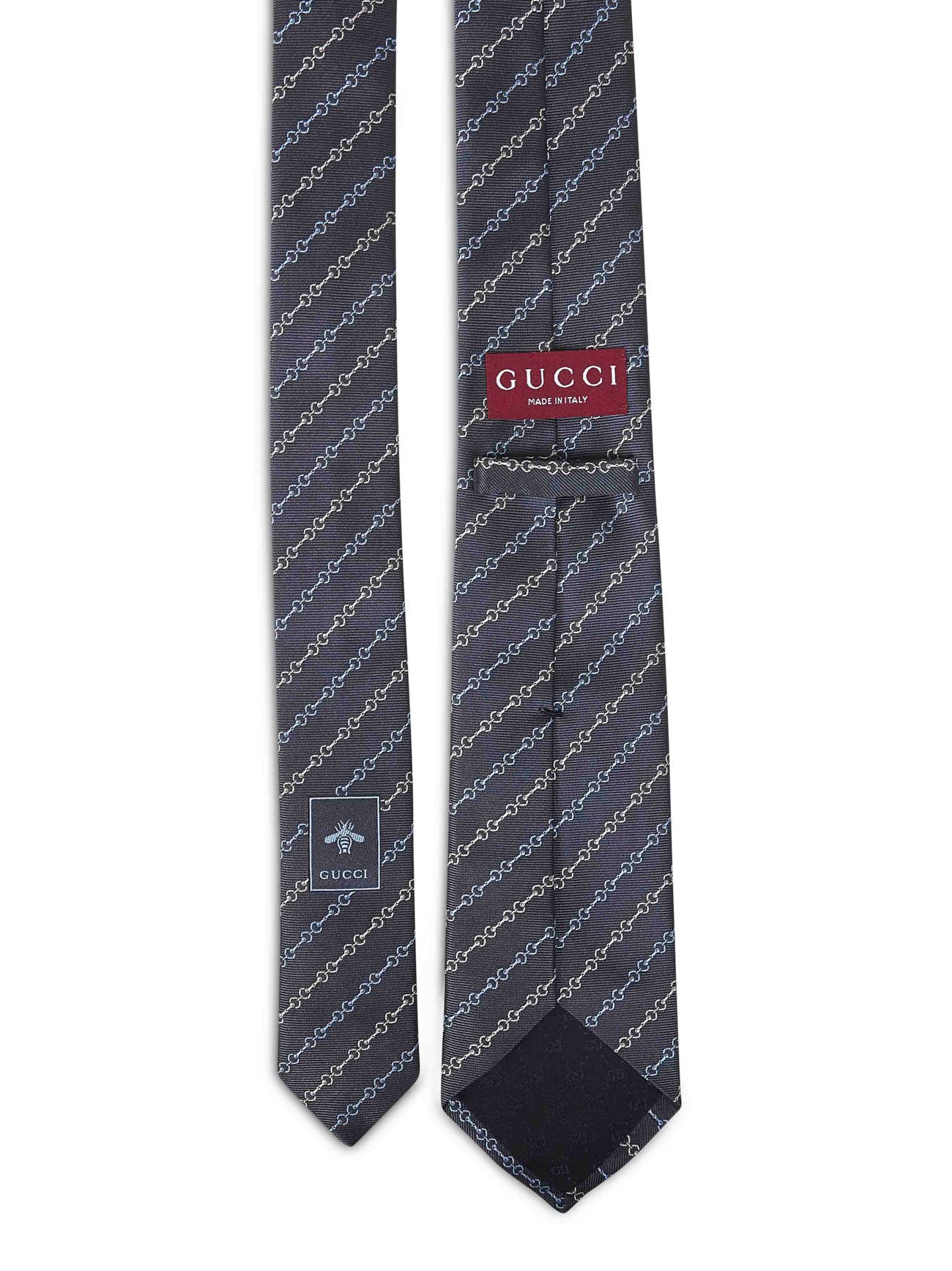 Cravatta in seta jacquard con Morsetto blu