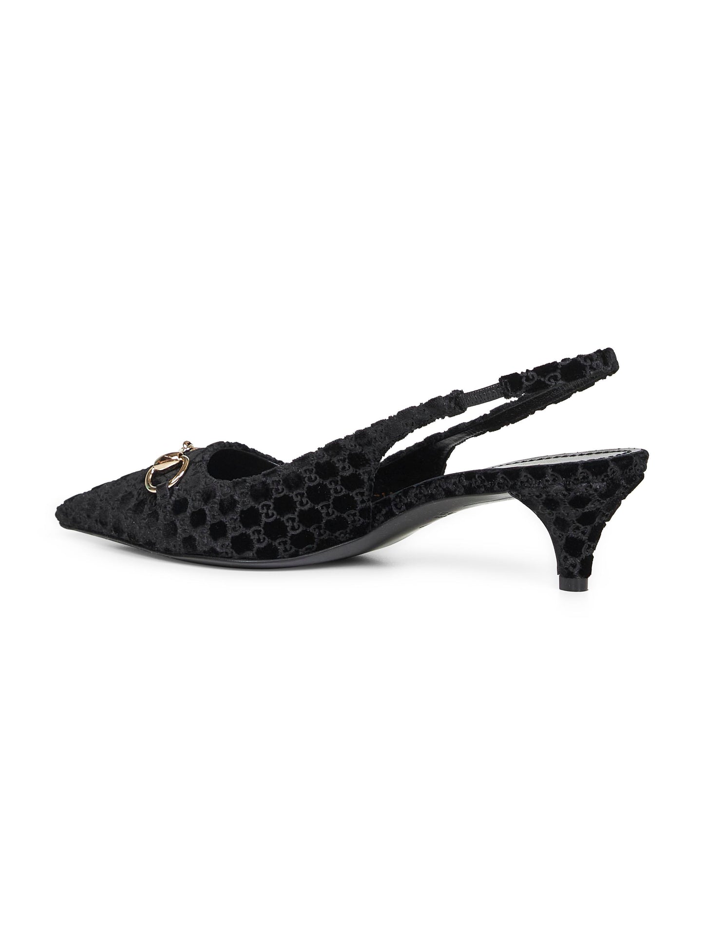Décolleté slingback in vellutto GG nero con Morsetto