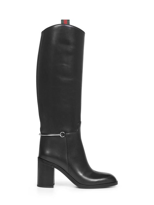 Stivali in pelle liscia nera con Morsetto slim