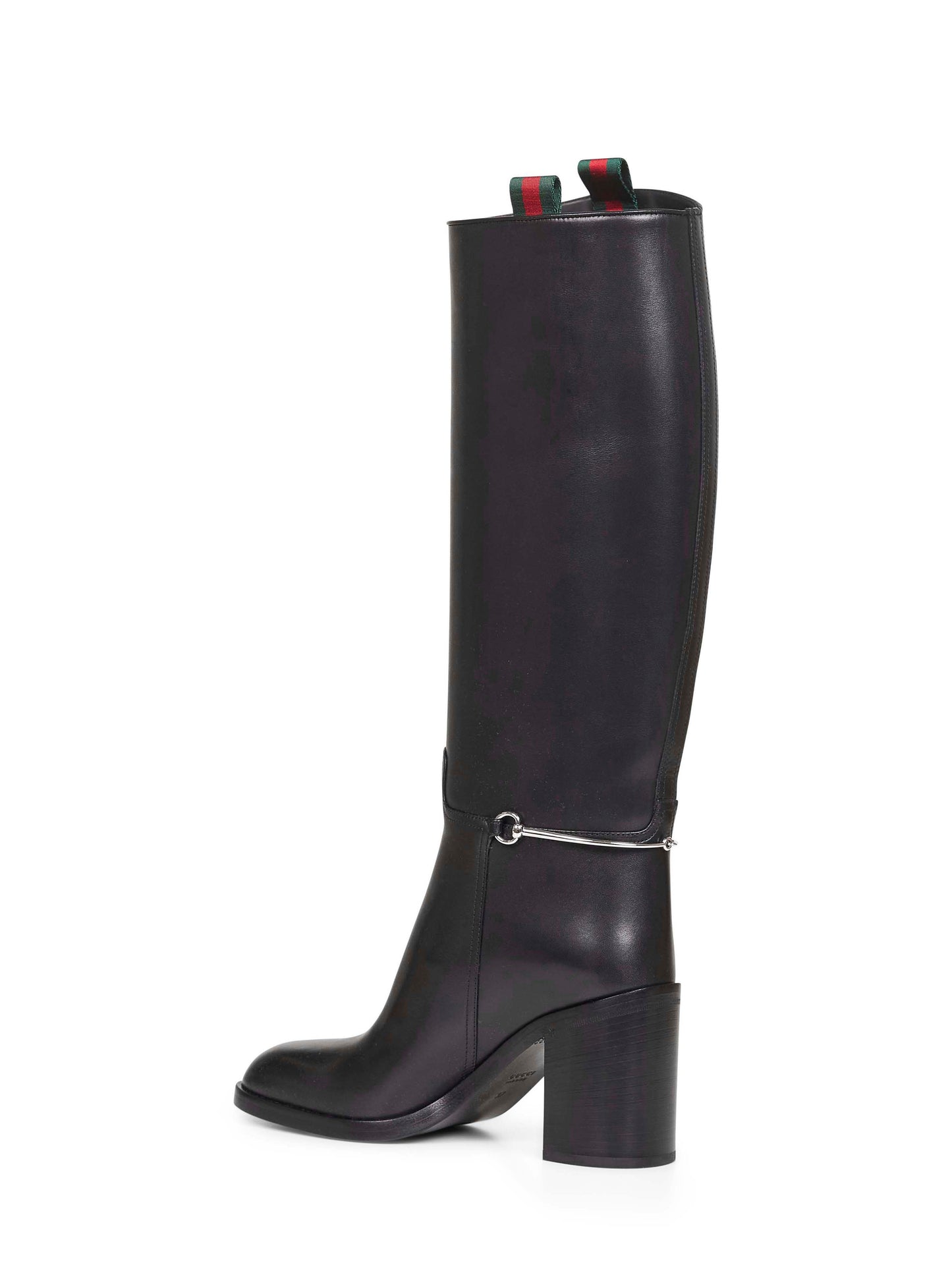 Stivali in pelle liscia nera con Morsetto slim