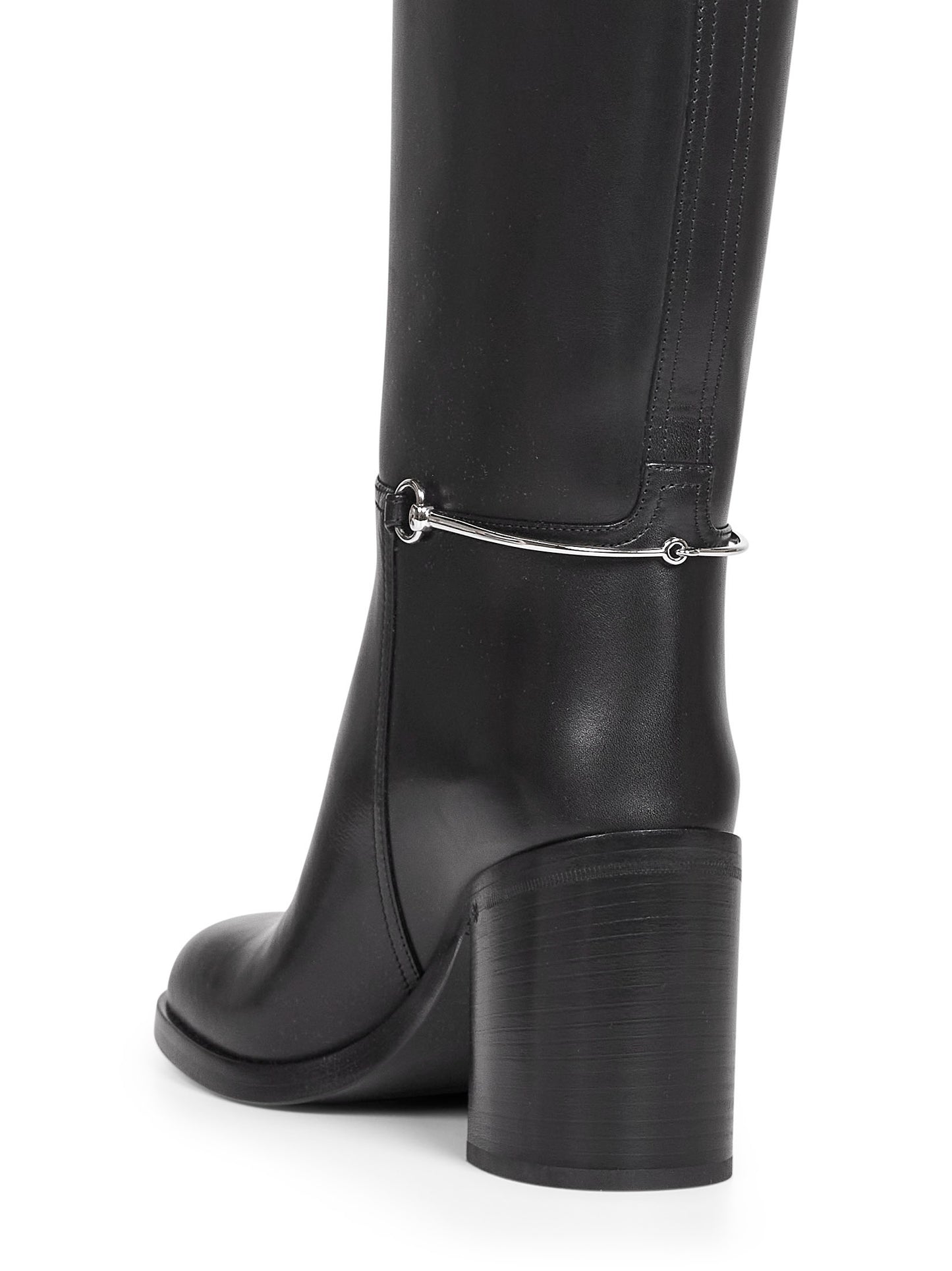 Stivali in pelle liscia nera con Morsetto slim