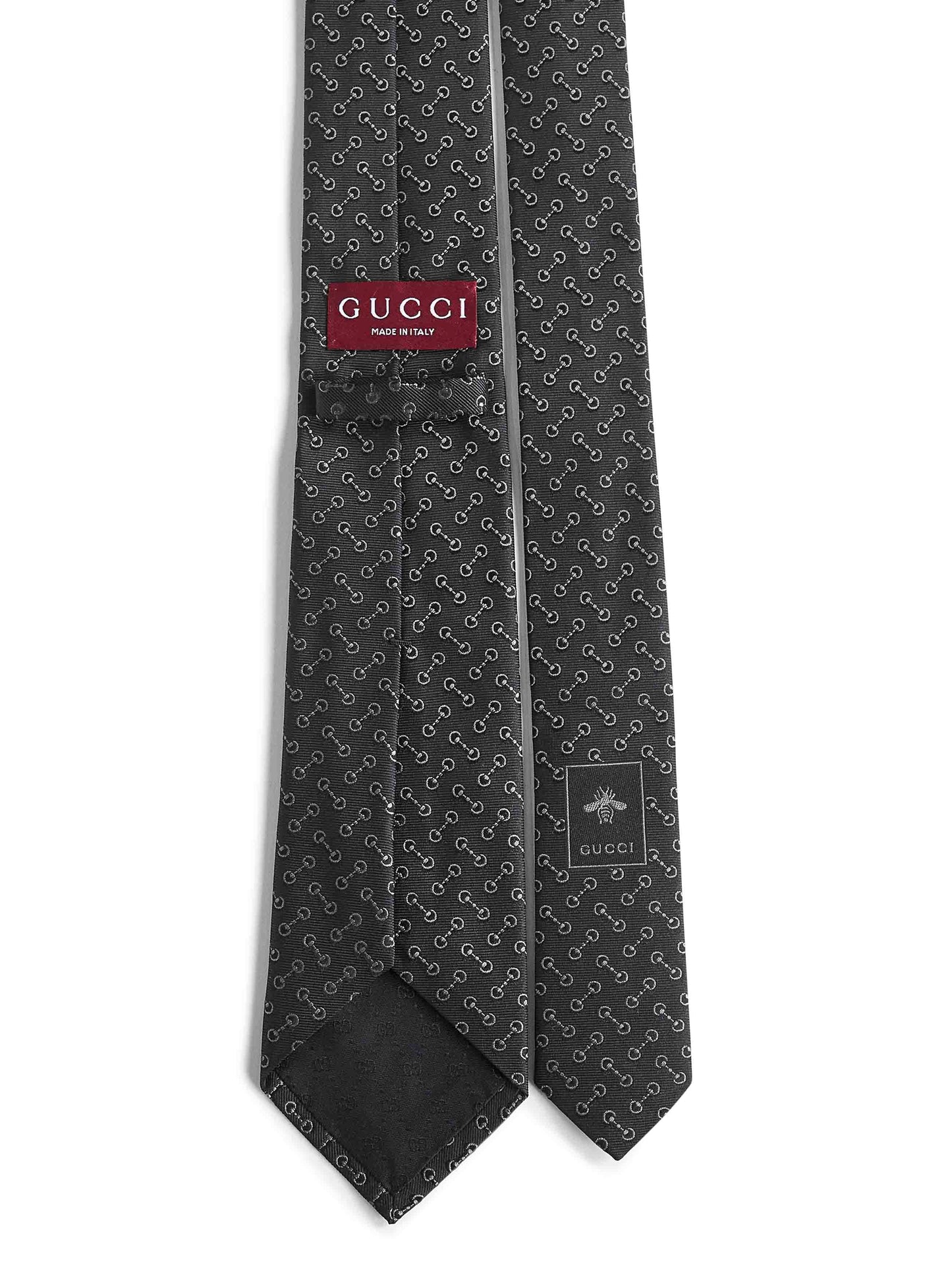 Black Horsebit silk jacquard tie