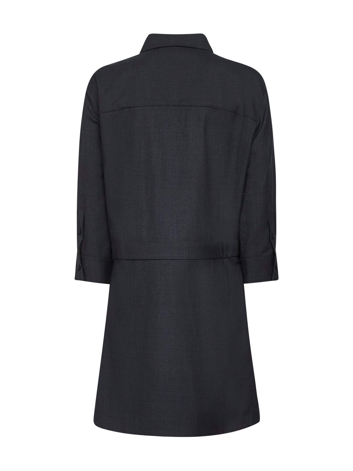 Gray wool shirt dress with Horsebit