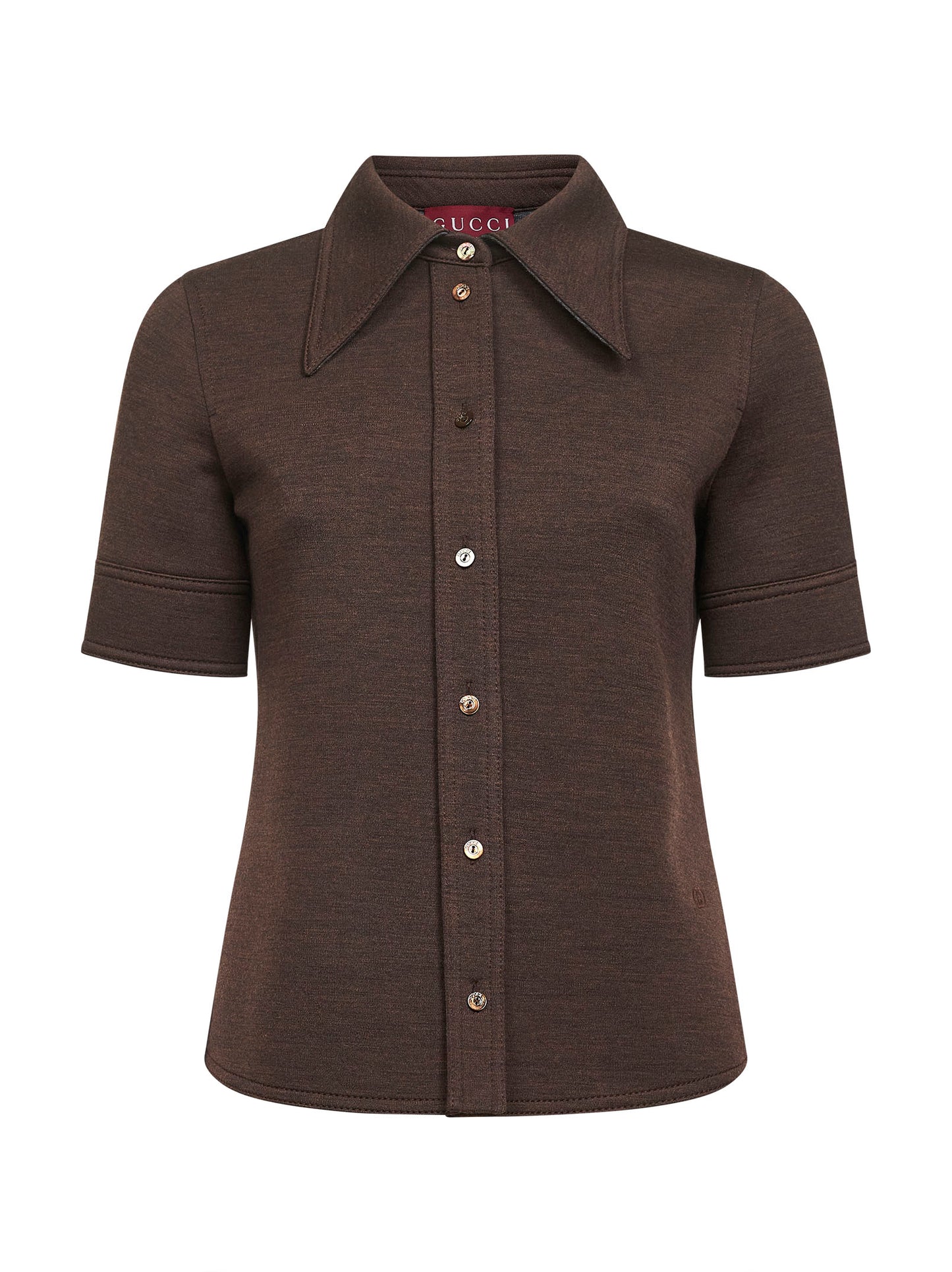 Camicia a maniche corte in jersey double marrone