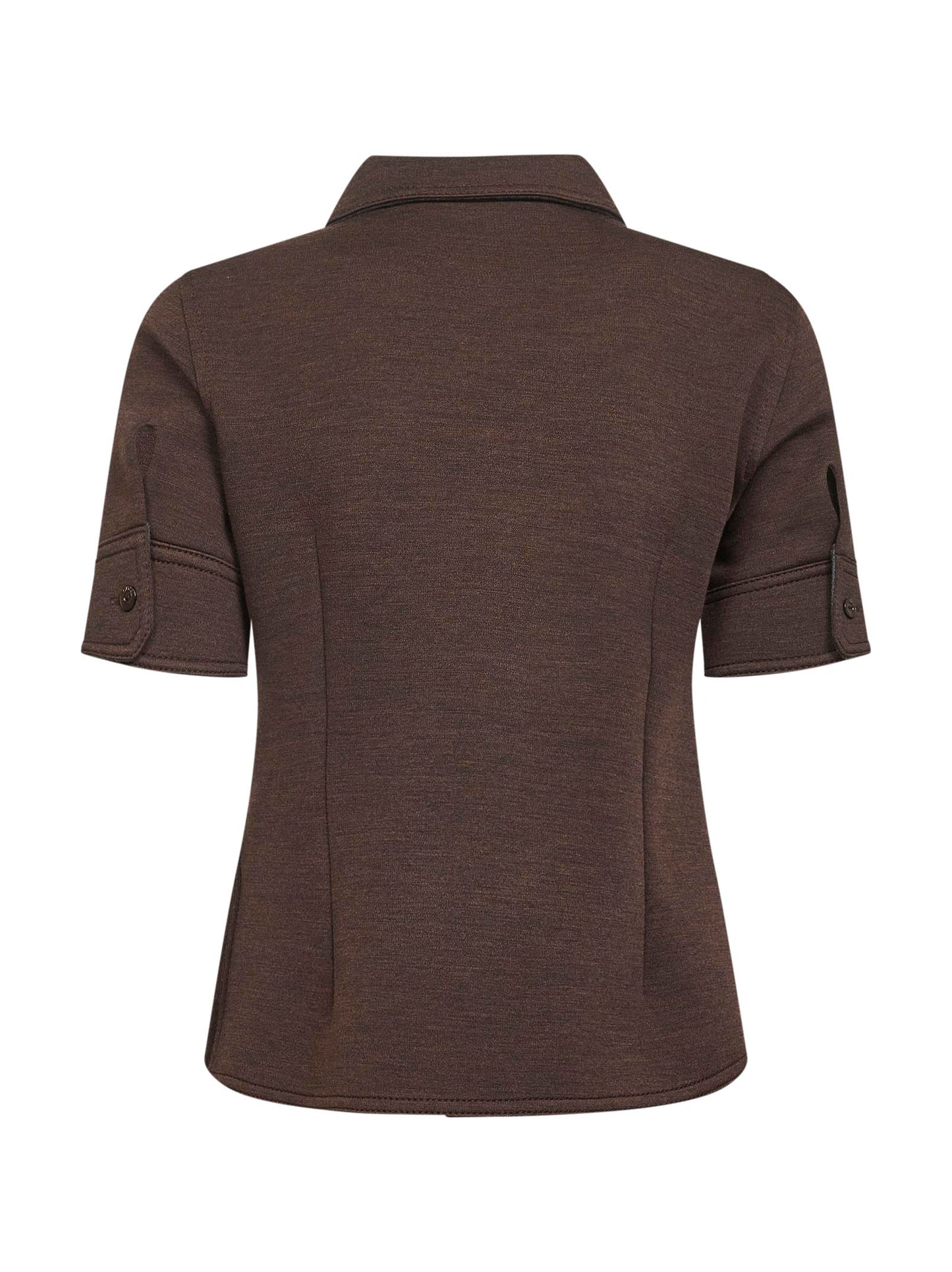 Camicia a maniche corte in jersey double marrone
