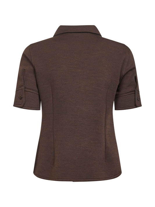 Camicia a maniche corte in jersey double marrone
