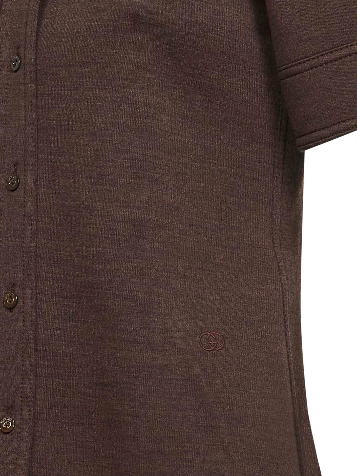 Camicia a maniche corte in jersey double marrone