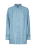 Camicia oversize in seta jacquard GG celeste