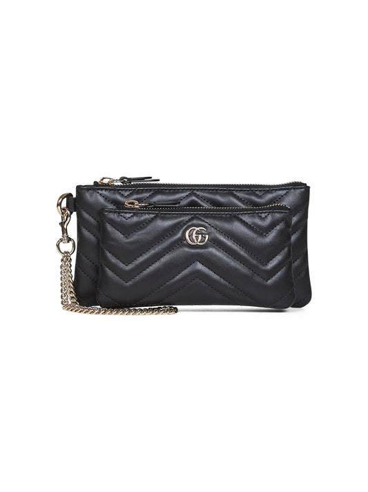 Black GG Marmont small pouch with chain