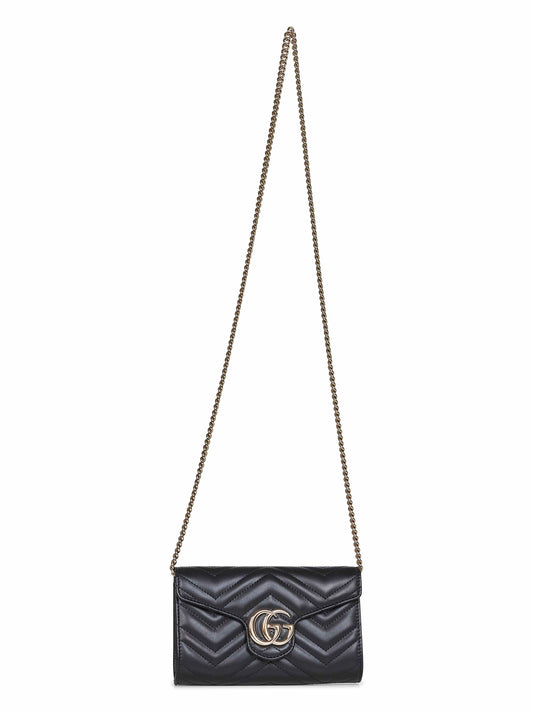 Black GG Marmont wallet on chain
