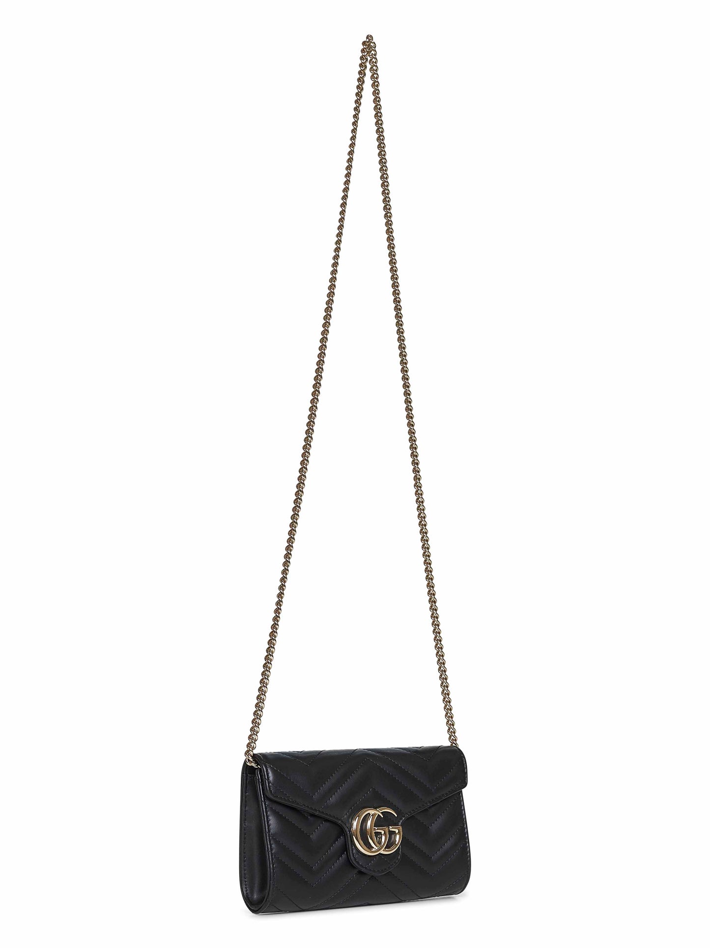 Black GG Marmont wallet on chain