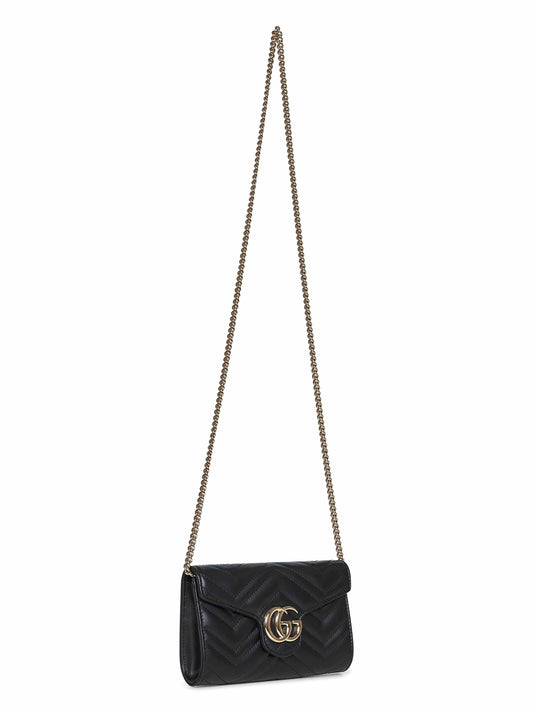 Black GG Marmont wallet on chain