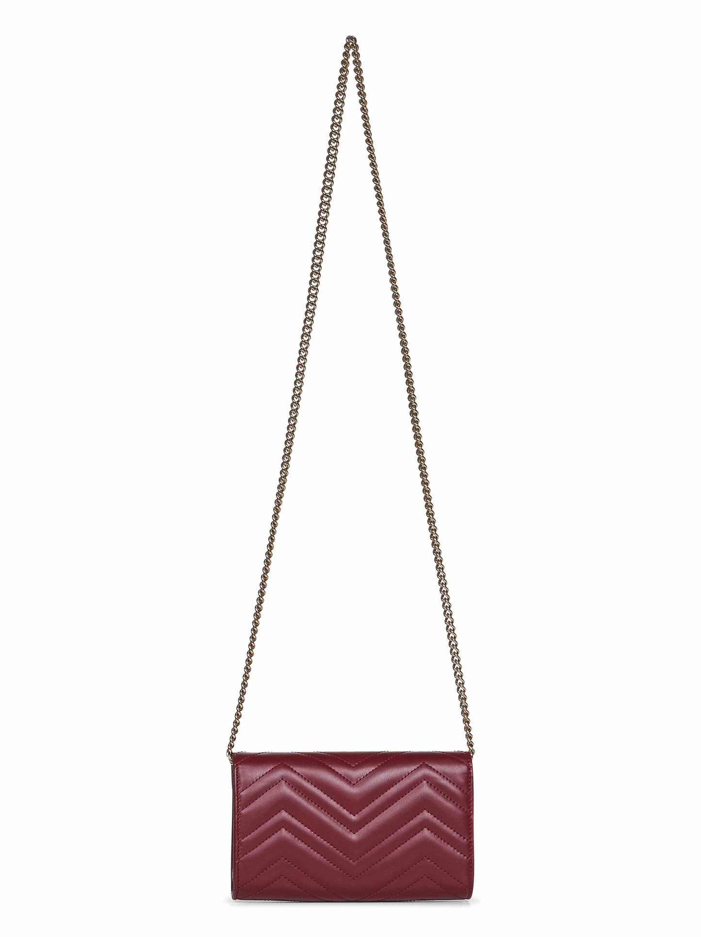 Burgundy GG Marmont wallet on chain