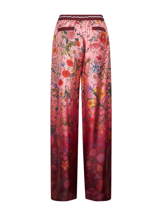 Printed silk twill trousers
