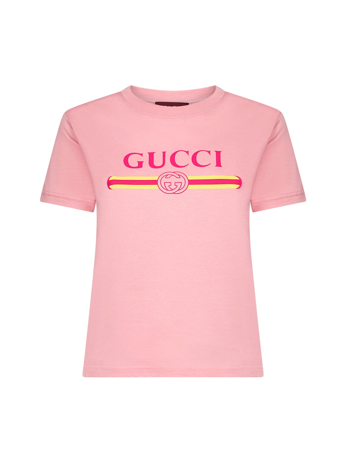 Pink cotton jersey printed T-shirt