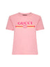 Pink cotton jersey printed T-shirt