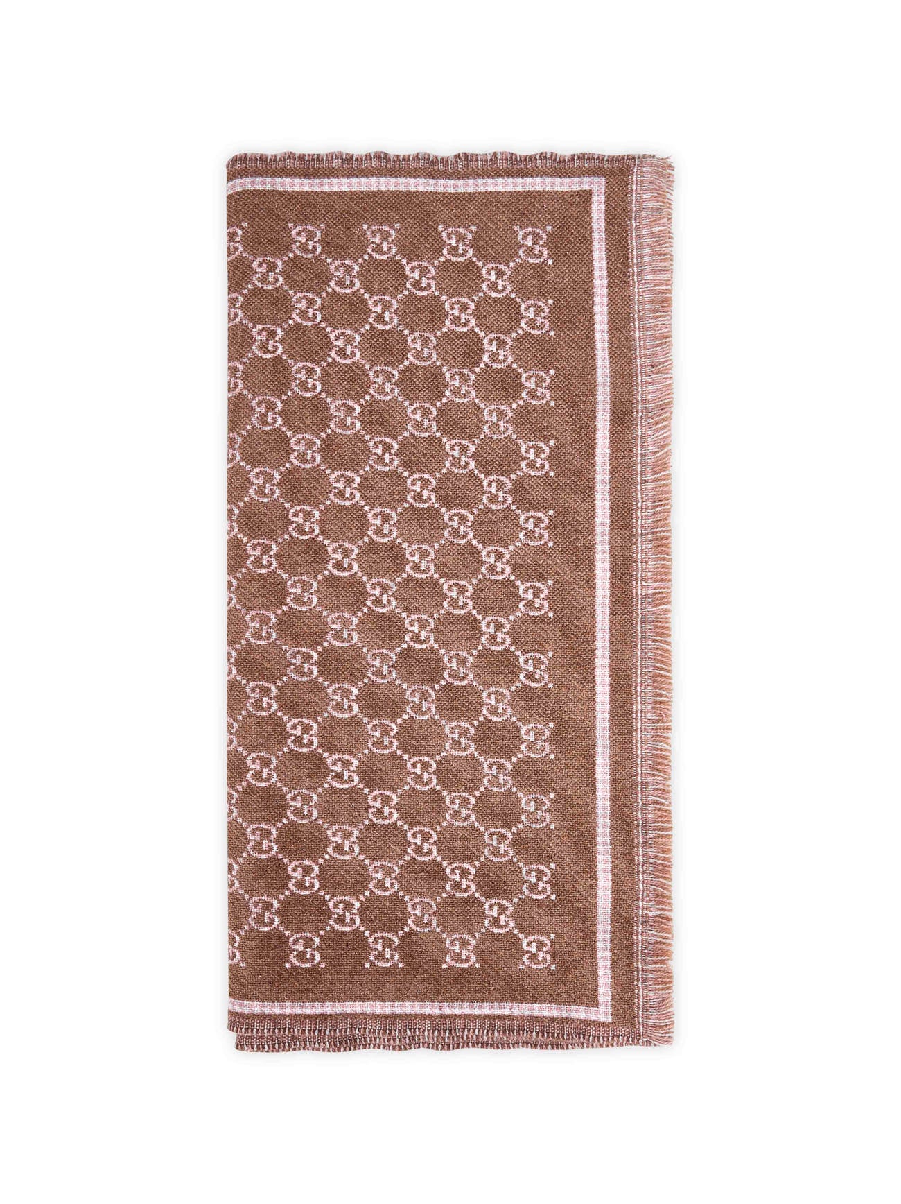 Brown GG wool blend scarf