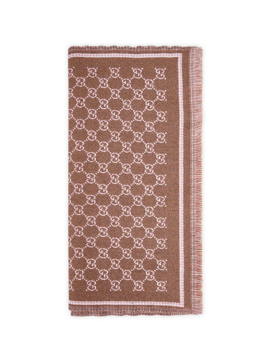 Brown GG wool blend scarf