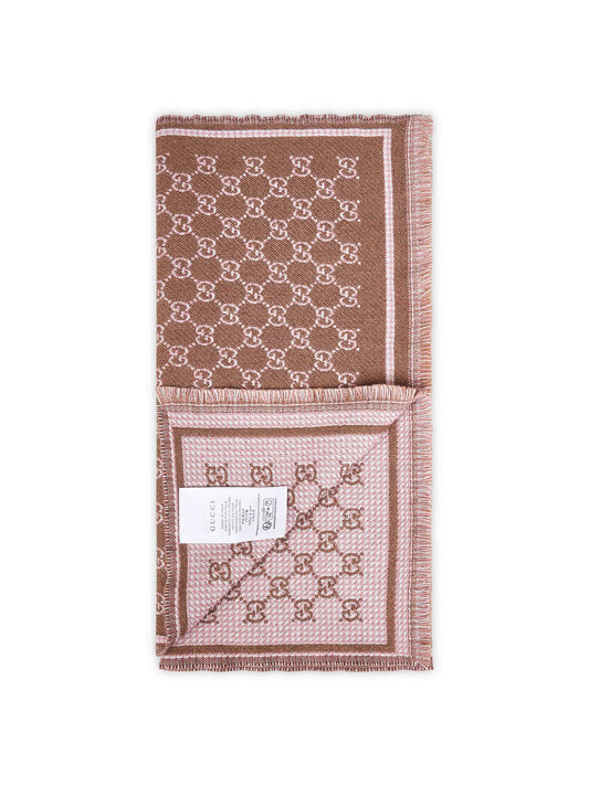 Brown GG wool blend scarf