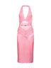 Abito midi in raso di seta rosa