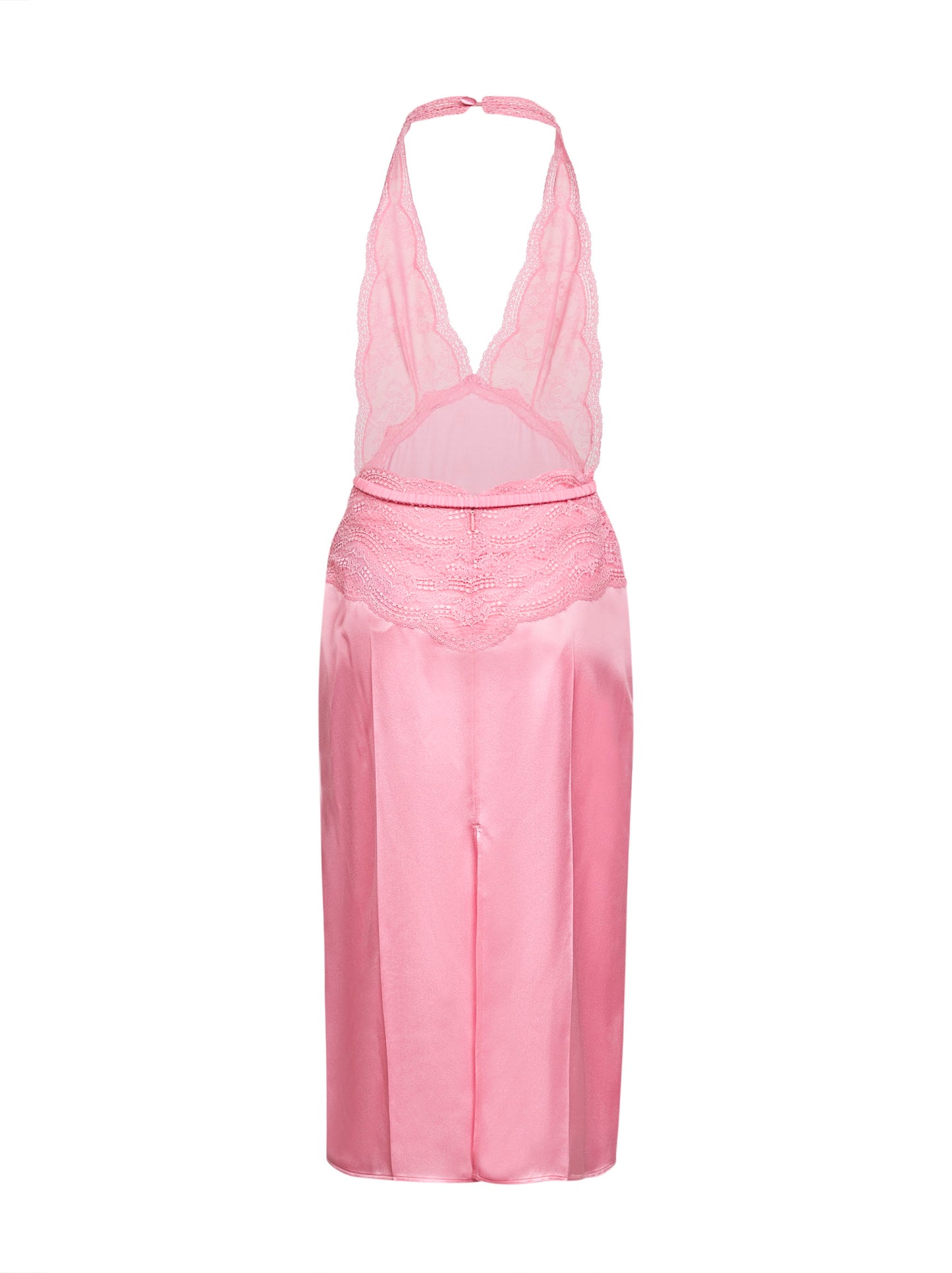 Abito midi in raso di seta rosa