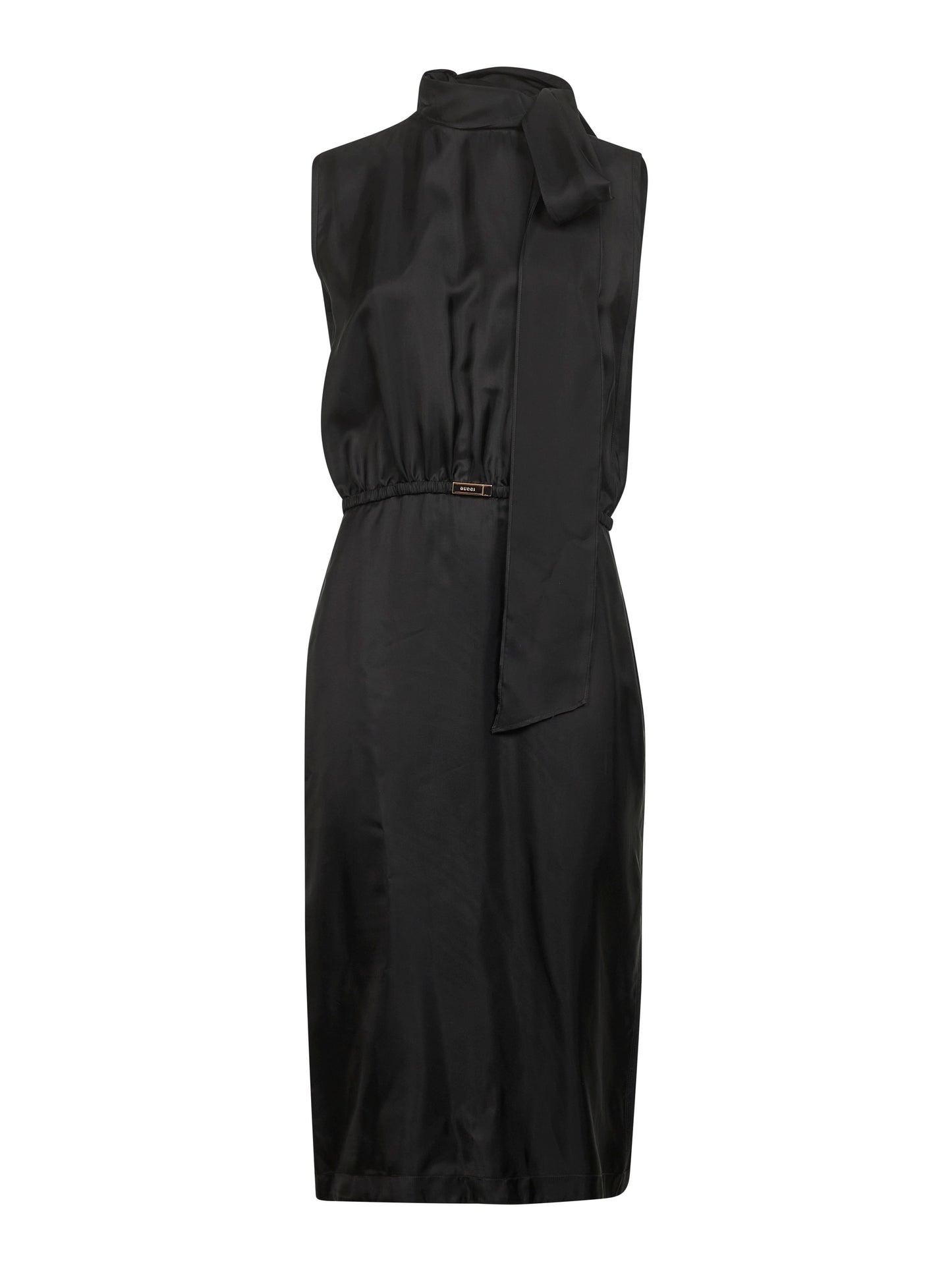 Abito midi in twill fluido di viscosa nero