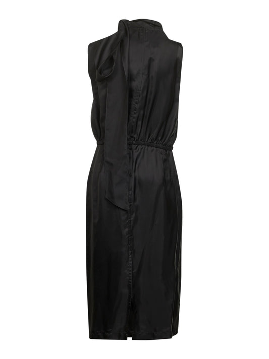Abito midi in twill fluido di viscosa nero