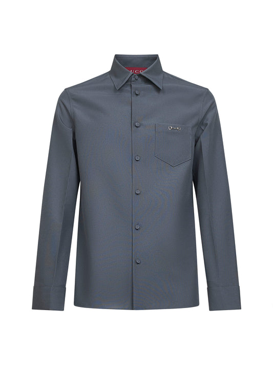 Grey technical panama shirt with Horsebit